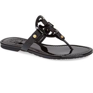 Tory Burch Miller Sandals in patent black EUC